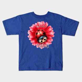 Just a Girl who loves ladybus, Ladybug and red flower Kids T-Shirt